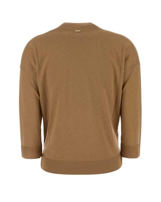 Herno Brown Solid V Neck Sweater