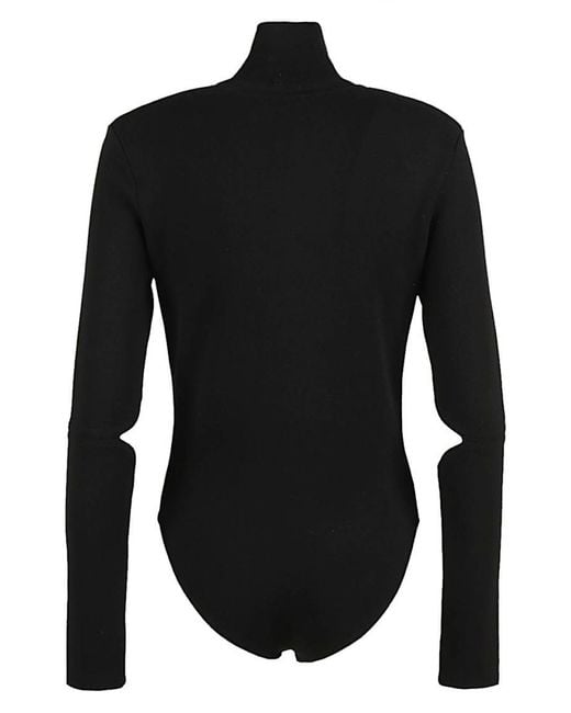 Courreges Black Solid Mock Collar Top