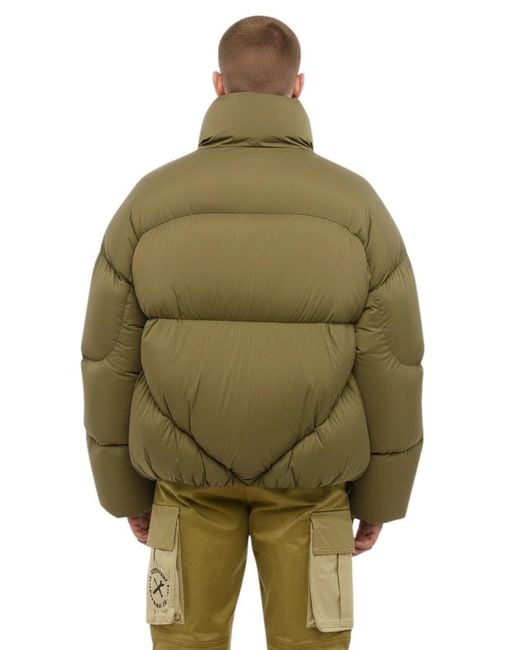 Bacon Green Quilted Turtle Neck Jacket for men