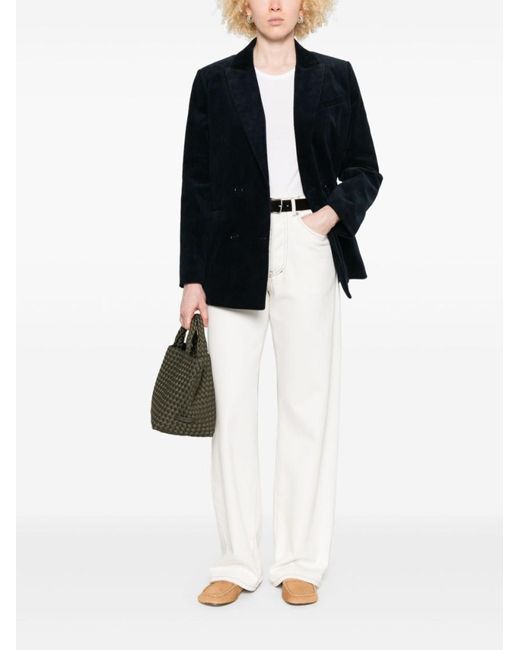 A.P.C. Black Midnight Cotton Blazer With Double-Breasted Design