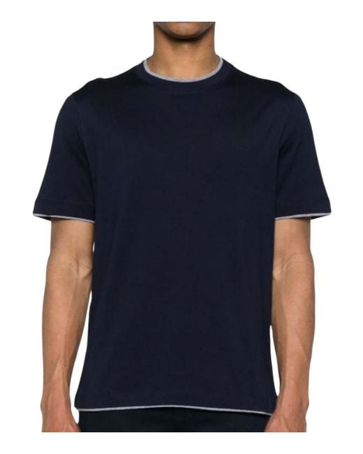 Brunello Cucinelli Black Solid T-Shirt for men