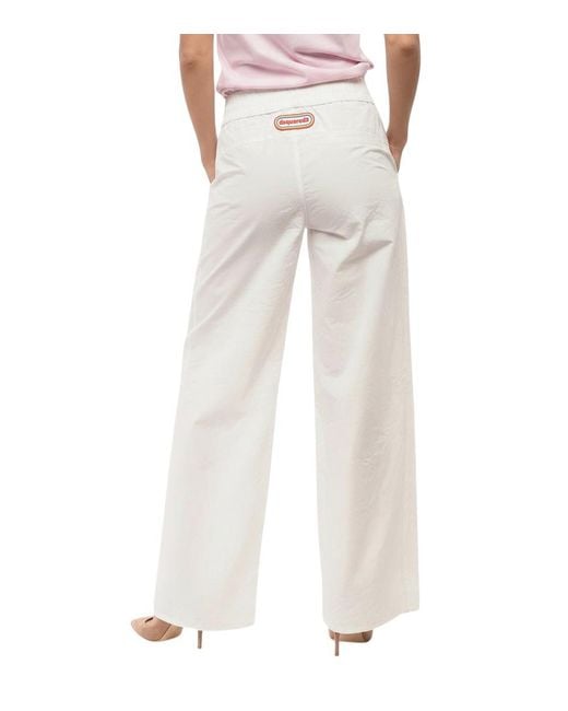 DSquared² White Loose Elasticated Pants