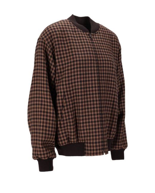 Saint Laurent Brown Check Bomber Jacket
