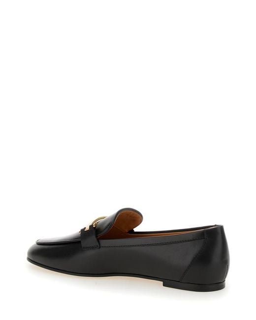 Tod's Black Loafers With Logo Plaque