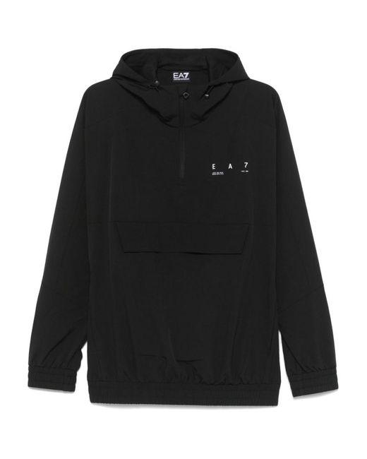 EA7 Black Logo Print Jacket for men
