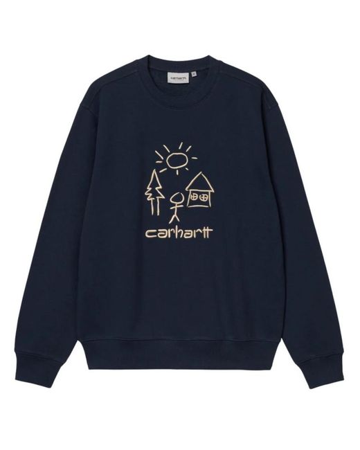 Carhartt Blue Crewneck Embroidered Sweatshirt for men