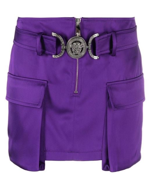 Versace Purple Solid Mini Skirt