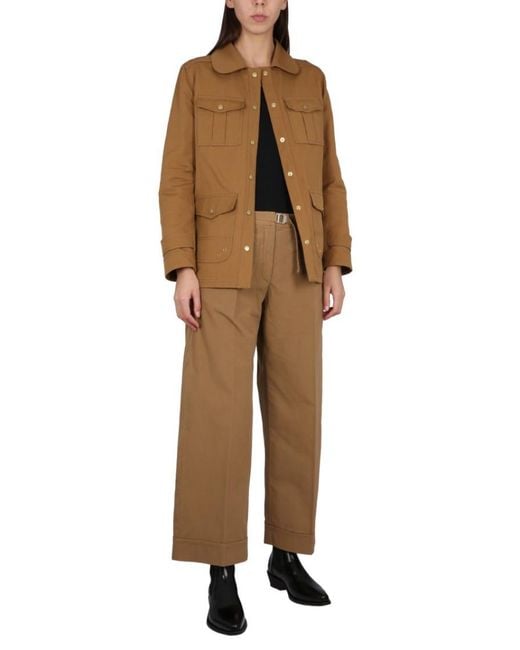Fay Brown Solid Shirt Collar Jacket