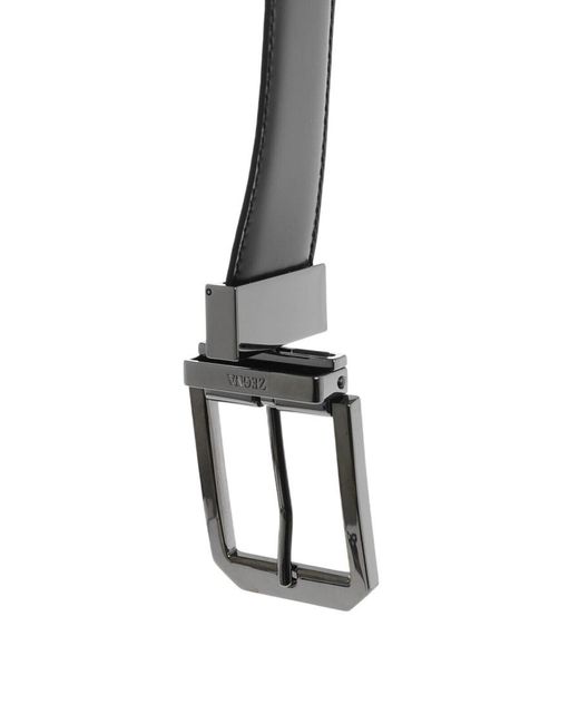 Zegna Gray Solid Formal Belt for men