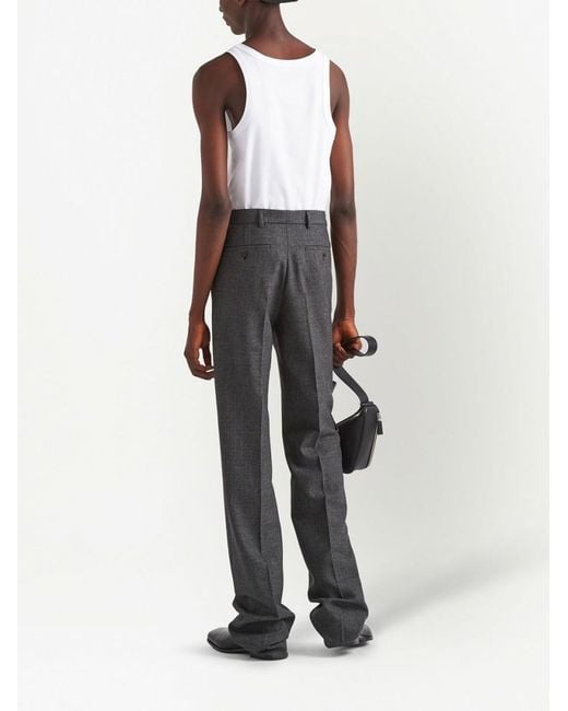 Prada White Brand-plaque Regular-fit Cotton Top for men