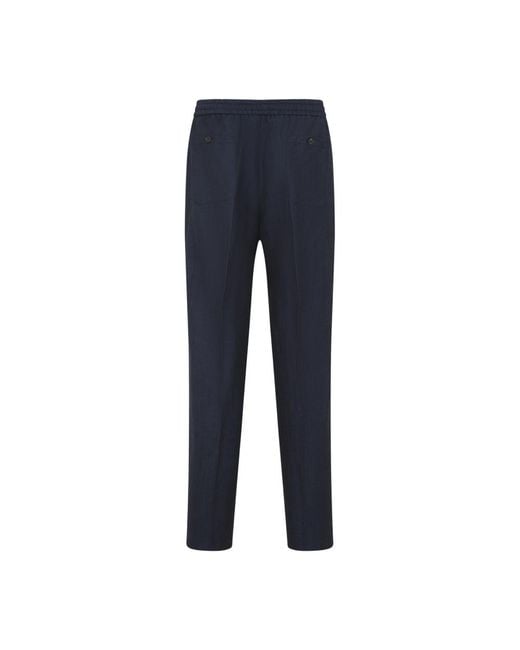 Etro Blue Solid Drawstring Trousers for men