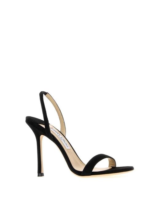 Jimmy Choo Black Solid Round Toe Heels