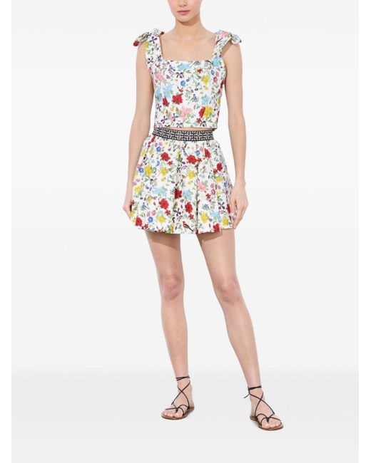 Alice + Olivia White Clara Bow-Strap Top