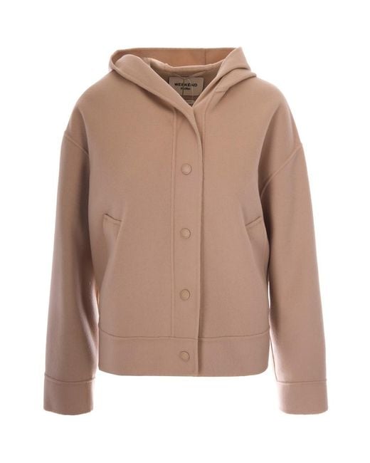 Weekend by Maxmara Brown Solid Hood Jacket