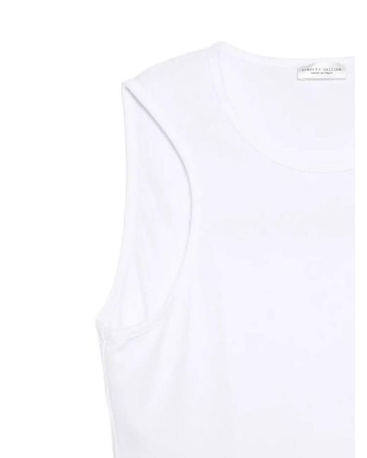 Roberto Collina White Solid Round Neck Top