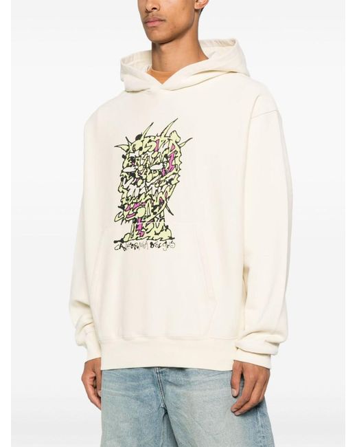 Brain Dead White Scrambled Head Hoodie for men