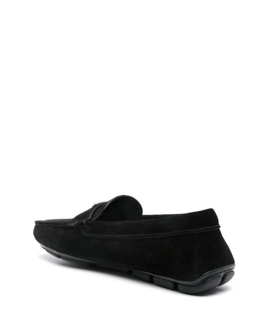 Prada Black Logo-Plaque Loafers for men