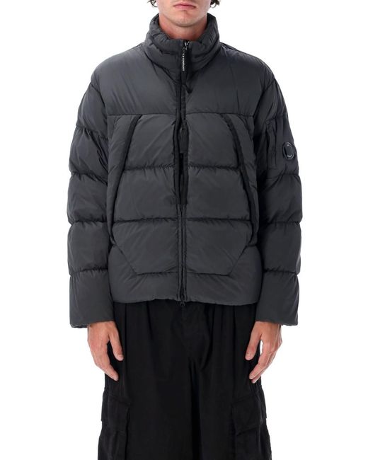 C P Company Black Nycra Puffer Jacket for men