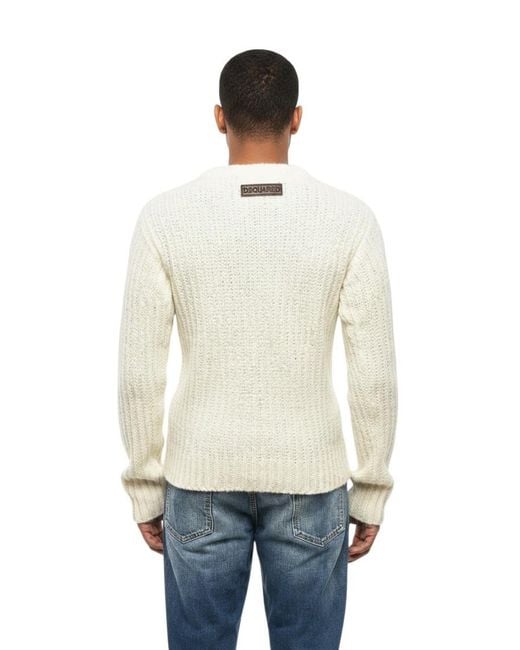 DSquared² White Knitted Regular Sweater for men