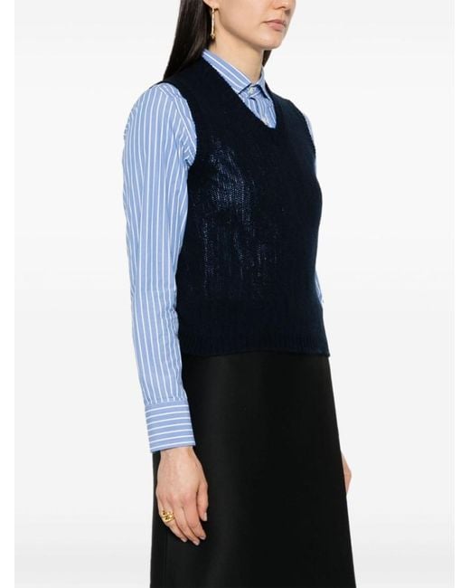 Prada Blue V-Neck Cashmere Vest