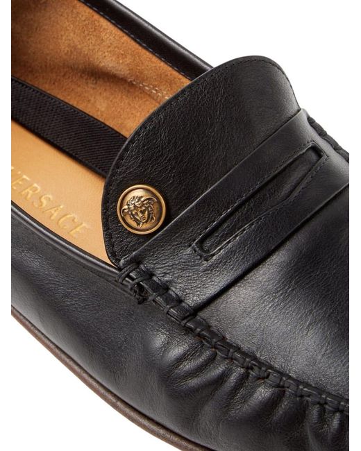 Versace Black Leather Loafer for men