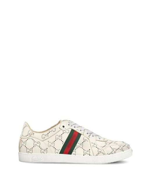 Gucci White Stretch Leather Sneakers