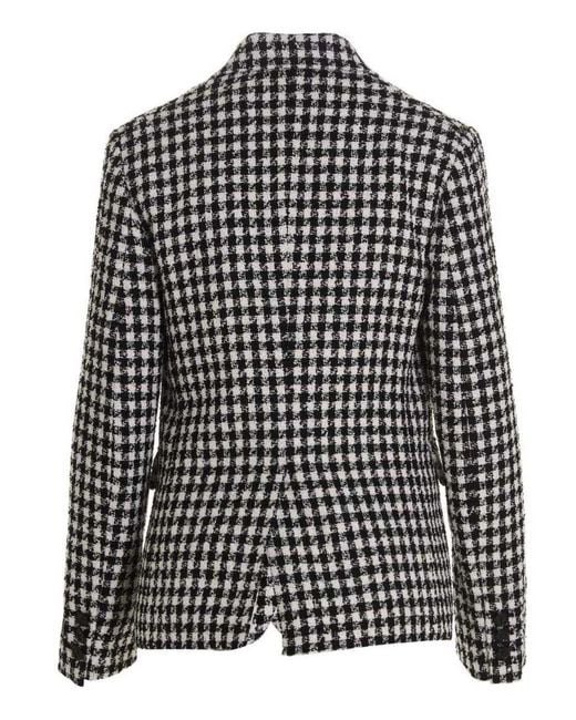 Versace Black Tweed Wool Blazer Jacket