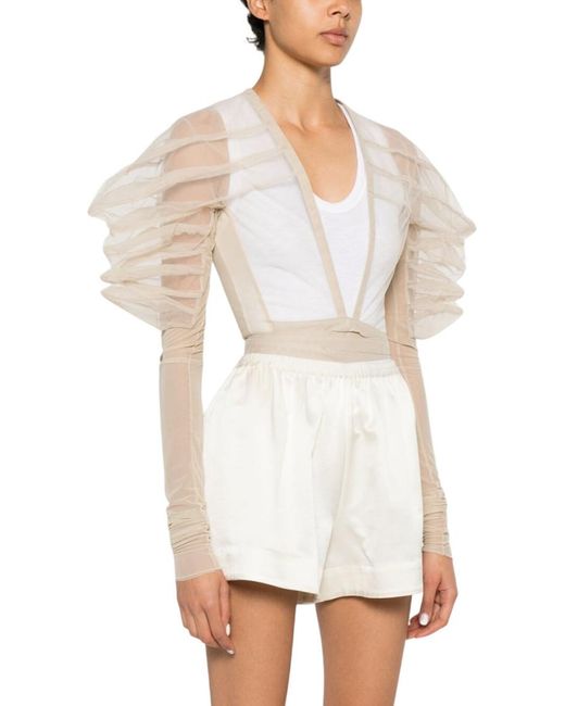 Rick Owens White Solid V Neck Top