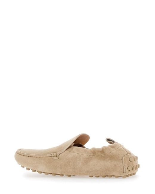 Tod's Natural Gommino Suede Leather Loafers