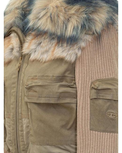 DIESEL Natural Removable Collar Jacket