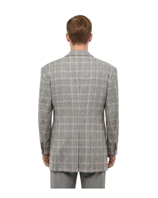 DSquared² Gray Regular Check Blazer for men