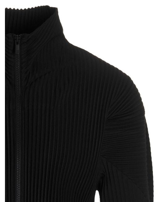 Issey Miyake Black High Neck Zip Sweater for men