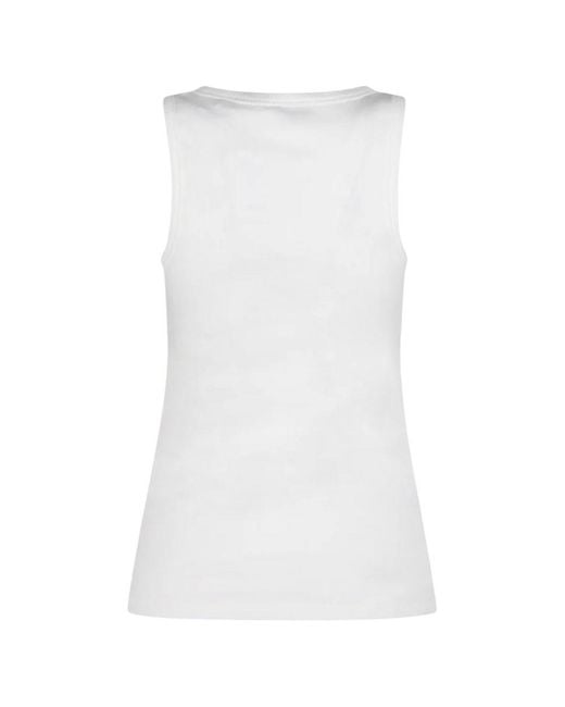 Burberry White Solid Round Neck Top
