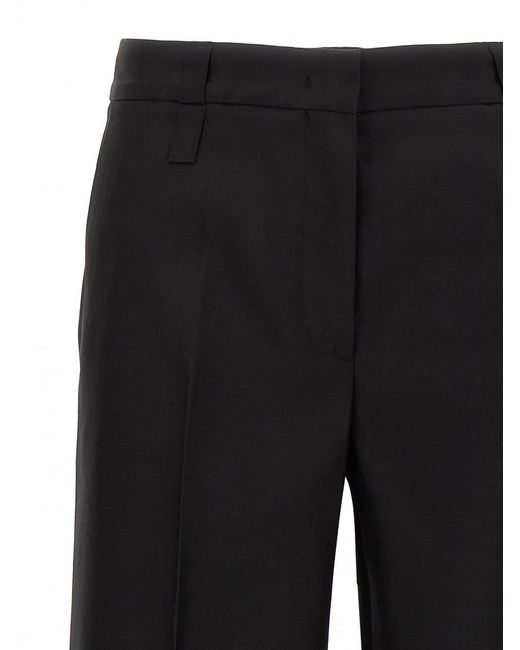 Cellar Door Black Wool-Silk Straight-Leg Pants
