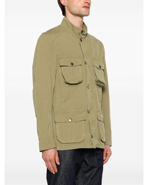 Barbour Green Cotton Jacket With Multiple Cargo Pockets for men