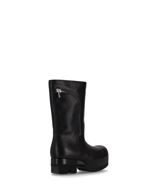 Rick Owens Black Solid Round Toe Boots