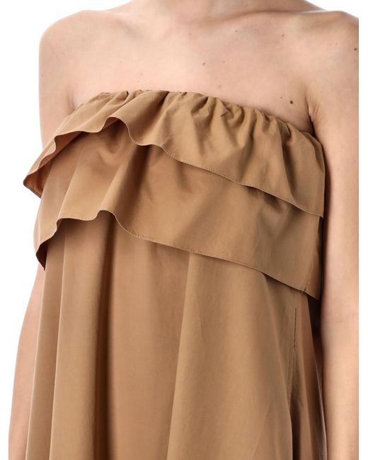 Saint Laurent Strapless Maxi Dress in Brown | Lyst