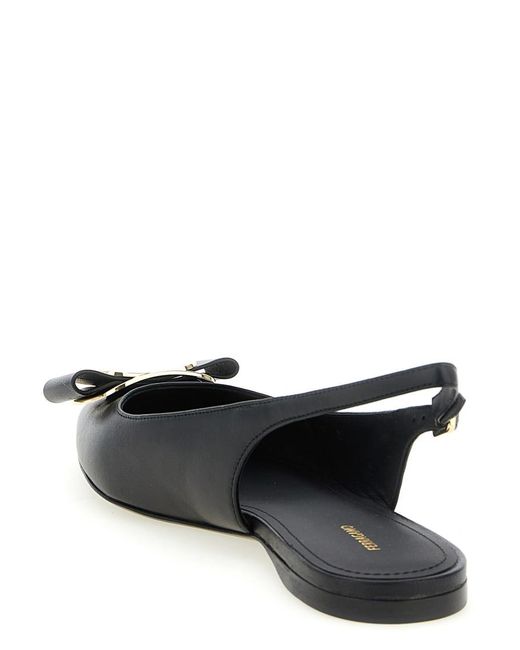 Ferragamo Black Solid Zelmy Flats