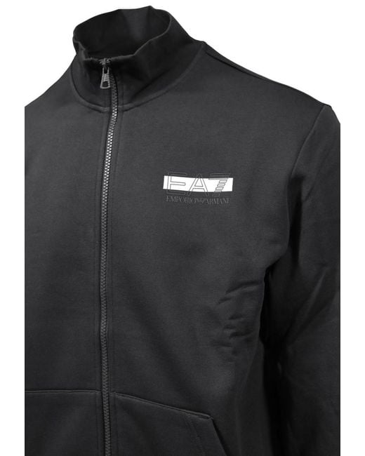 EA7 Black Regular Logo Tracksuit for men
