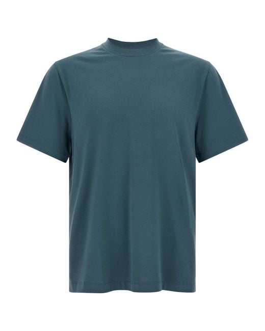 Brioni Blue Solid Crew Neck T-Shirt for men