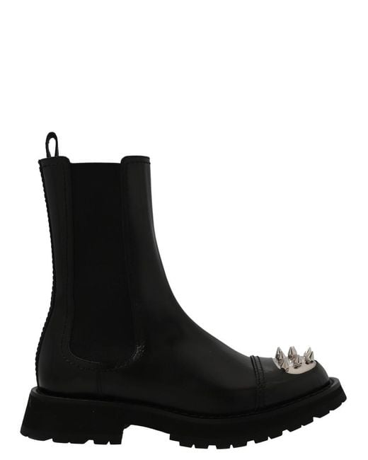 McQueen Black Leather Boots for men