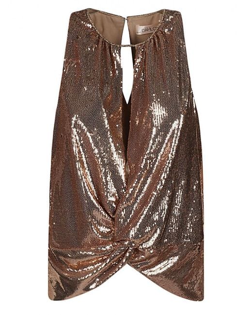 Dahlo Women's Brown Sequin Cropped Top
