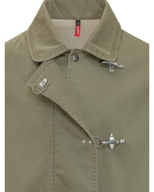 Fay Green Solid Shirt Collar Jacket for men