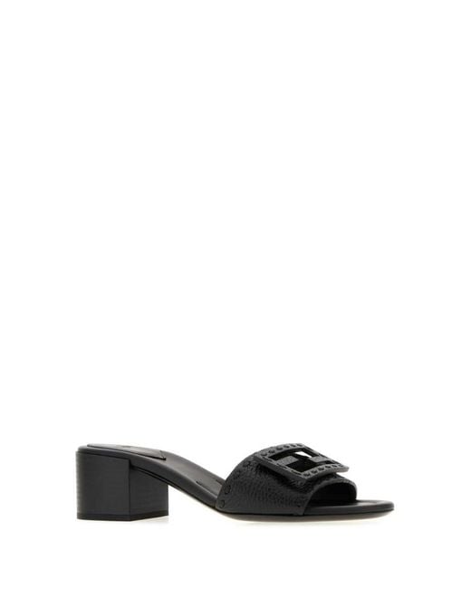 Fendi Black Logo Slides