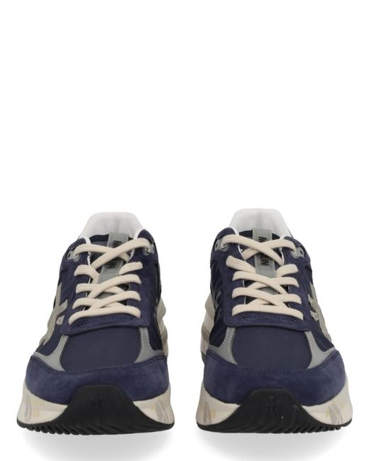 Premiata Blue Sneakers With Suede And Mesh Design for men