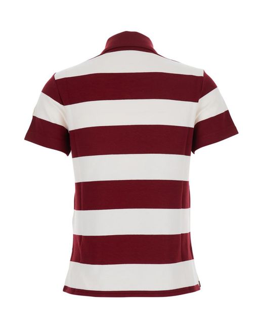 Moncler Red Stripes Shirt Collar T-Shirt