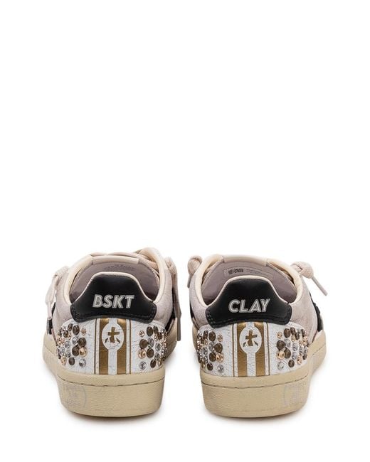 Premiata White Studded Sneakers