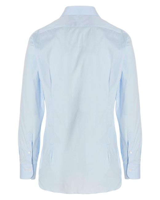 Barba Napoli Blue Regular Solid Shirt for men