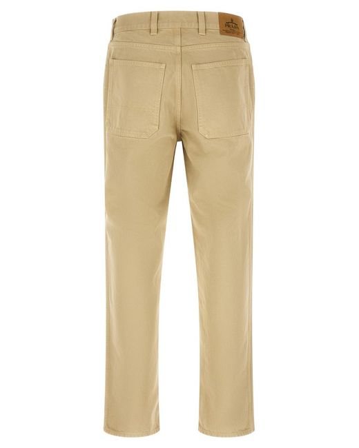 Prada Natural Triangle Logo Jeans for men