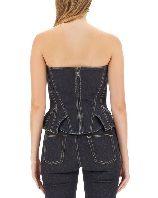 McQueen Black Solid Strapless Top